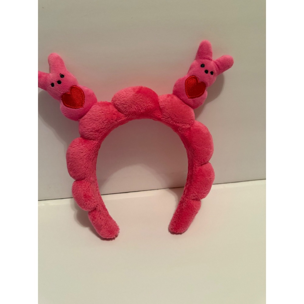 Peeps Pink Plush Bunny Headband with Red Hearts Easter Valentine Accessory